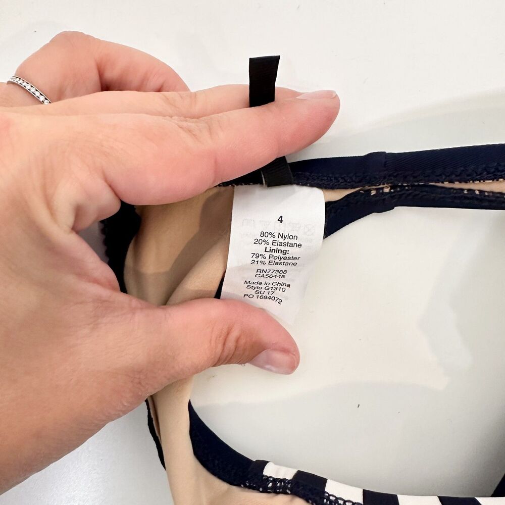 J. Crew One Piece Swimsuit Navy Stripe Sz 4 - Picture 7 of 9